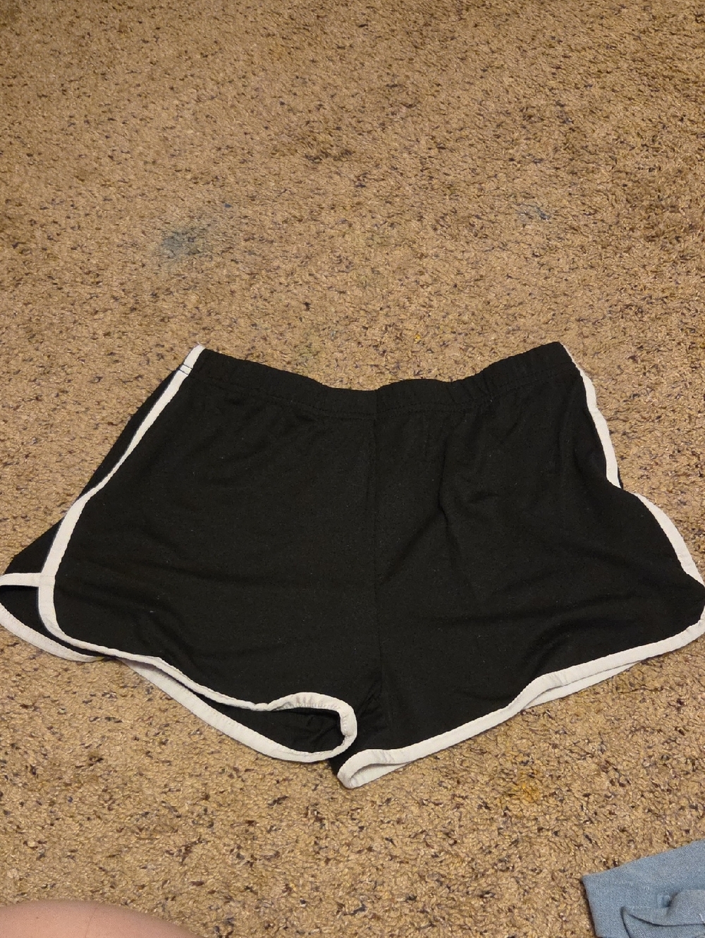SHEIN Black Athletic Dolphin Shorts with White Trim
